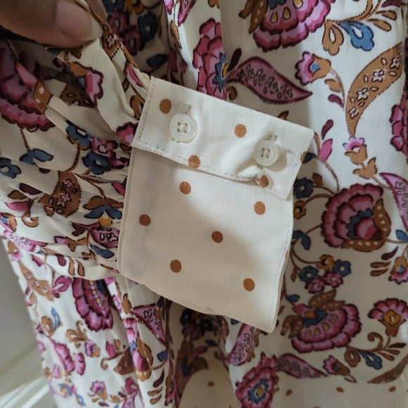 NWT Chaps Short Flowy Tunic Dress  Long sleeves with polkadots accents - Picture 3 of 10